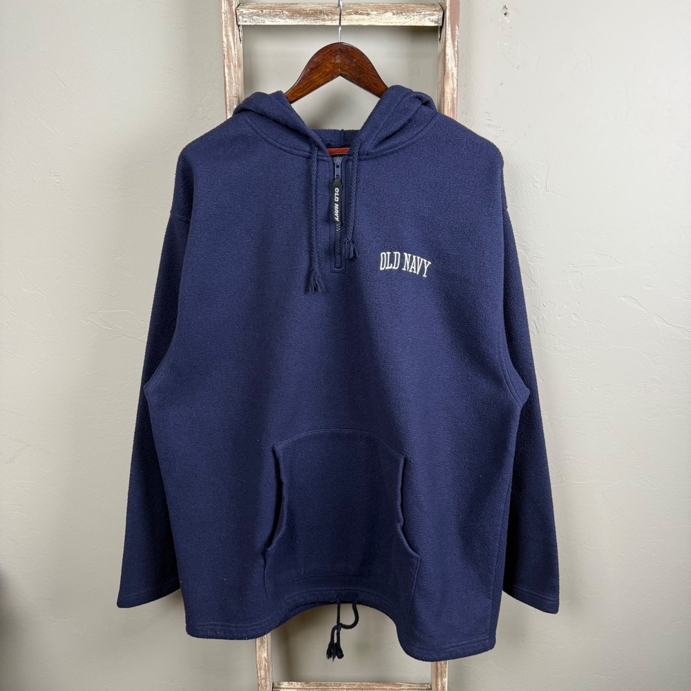 Vintage Old‎ Navy Blue Pullover Fleece Anorak Jacket size XL